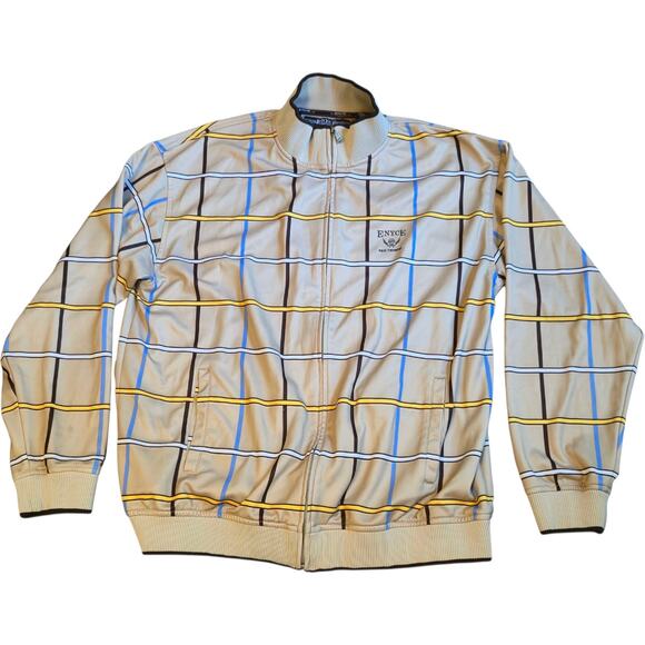 ENYCE 3XL Bronze Plaid Track Jacket Men's Full Zip Retro Hip Hop Style Macau - Picture 1 of 13